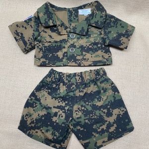 Child's/Doll/Pet Camo Hunting Military Outfit Top and Shorts with US Flag Velcro